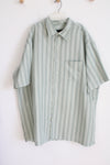 Van Heusen Green Striped Button Down Shirt | 3XLT