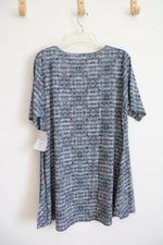 NEW LuLaRoe Perfect T Gray Blue & Orange Patterned Top | XL