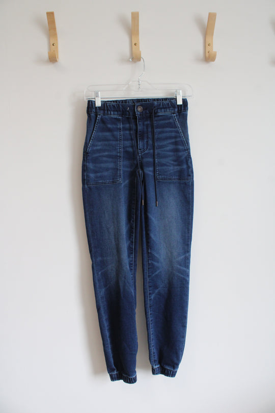 American Eagle Dark Wash Elastic Waist Denim Jogger Pants | 0