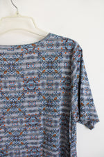NEW LuLaRoe Perfect T Gray Blue & Orange Patterned Top | XL