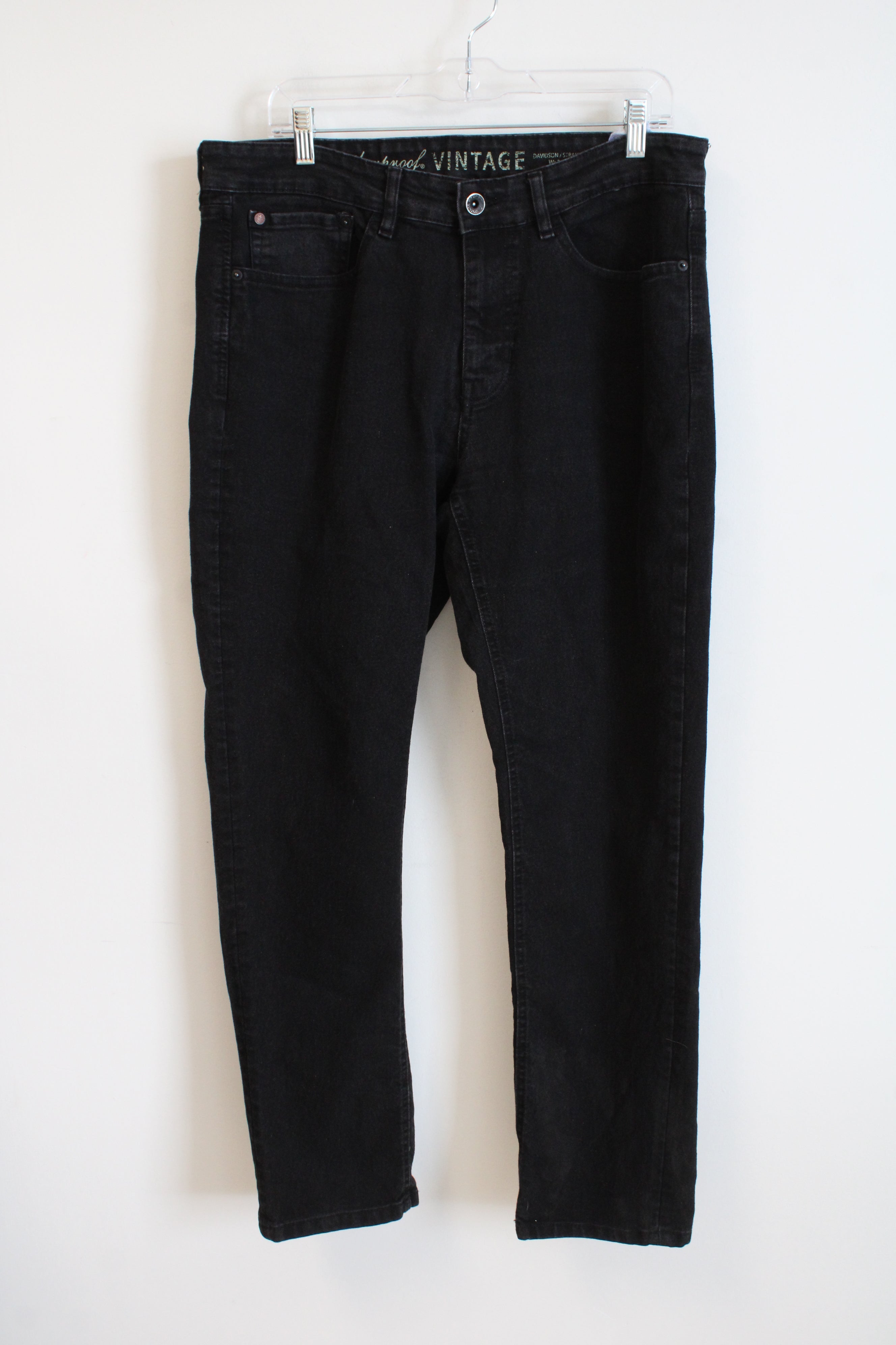 Weatherproof Vintage Davidson Straight Fit Black Jeans | 34X32