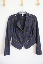 White House Black Market Black & Navy Patterned Jacket | 2