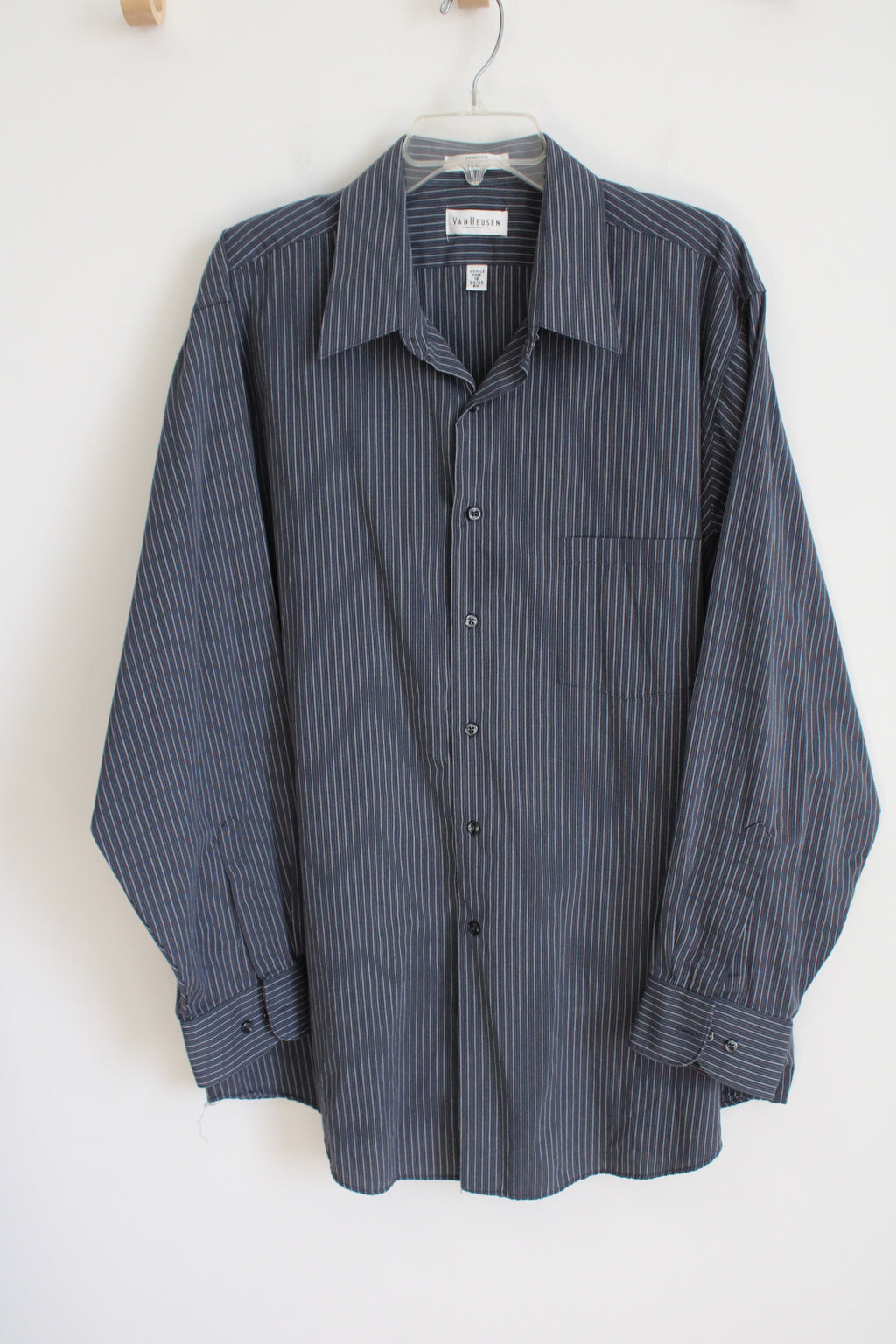 Van Heusen Broadcloth Blue Striped Button Down Shirt | 18 34/35 Big