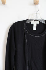 Norton McNaughton Black Soft Beaded Connected Cardigan & Top Set | S