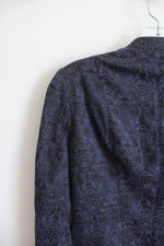 White House Black Market Black & Navy Patterned Jacket | 2