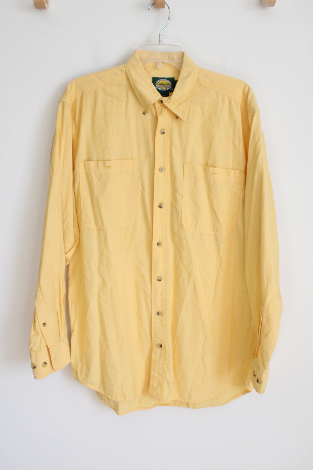 Cabela's Yellow Cotton Button Down Shirt | M Tall