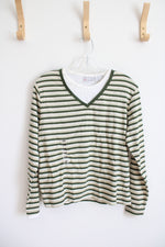NEW Hasting & Smith Green & White Striped Long Sleeved Tee | M Petite