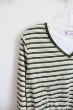 NEW Hasting & Smith Green & White Striped Long Sleeved Tee | M Petite
