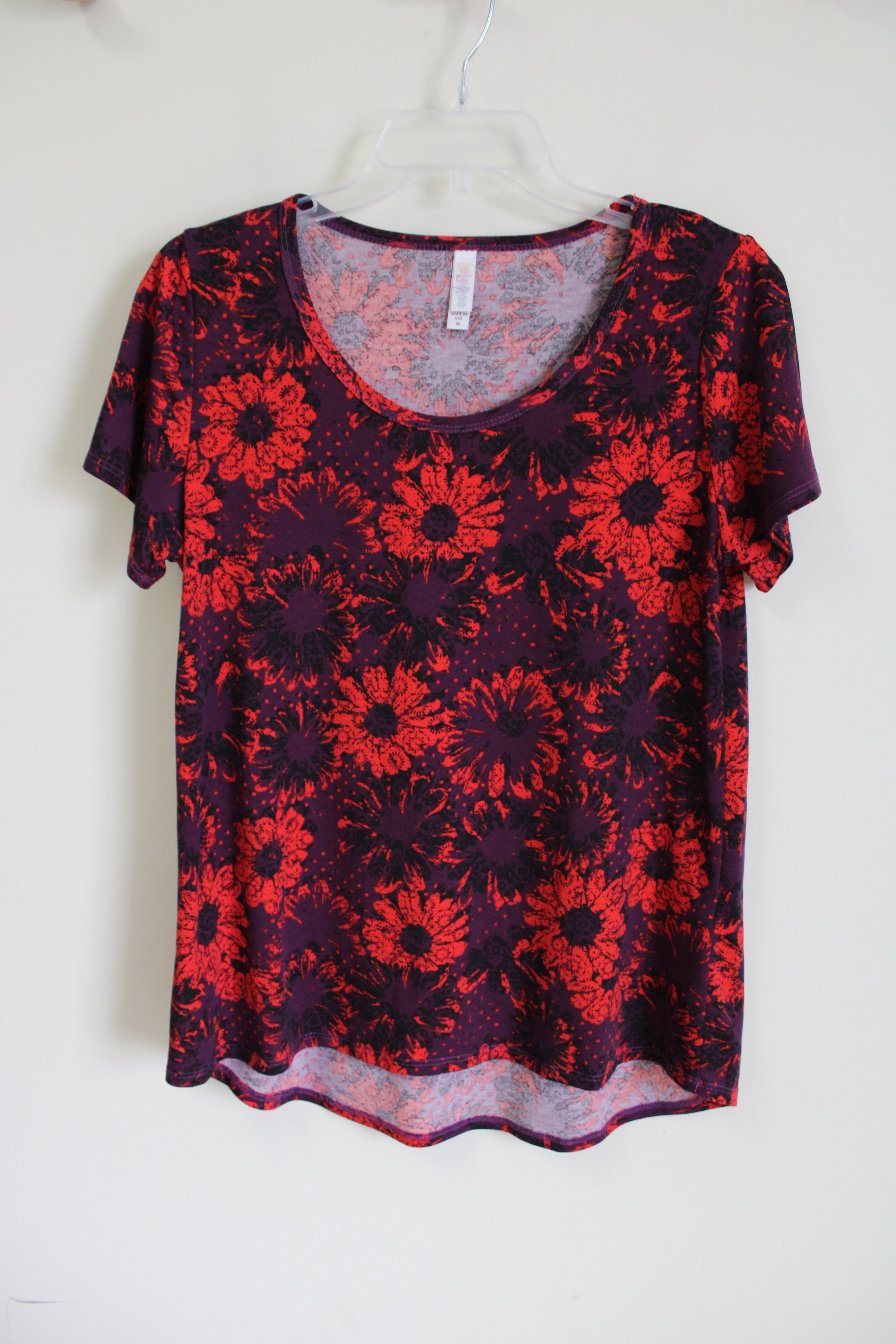 LuLaRoe Purple & Red Floral Tee | M