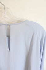 Ann Taylor Factory Light Gray Blue Ruffle Bell Sleeve Blouse | M