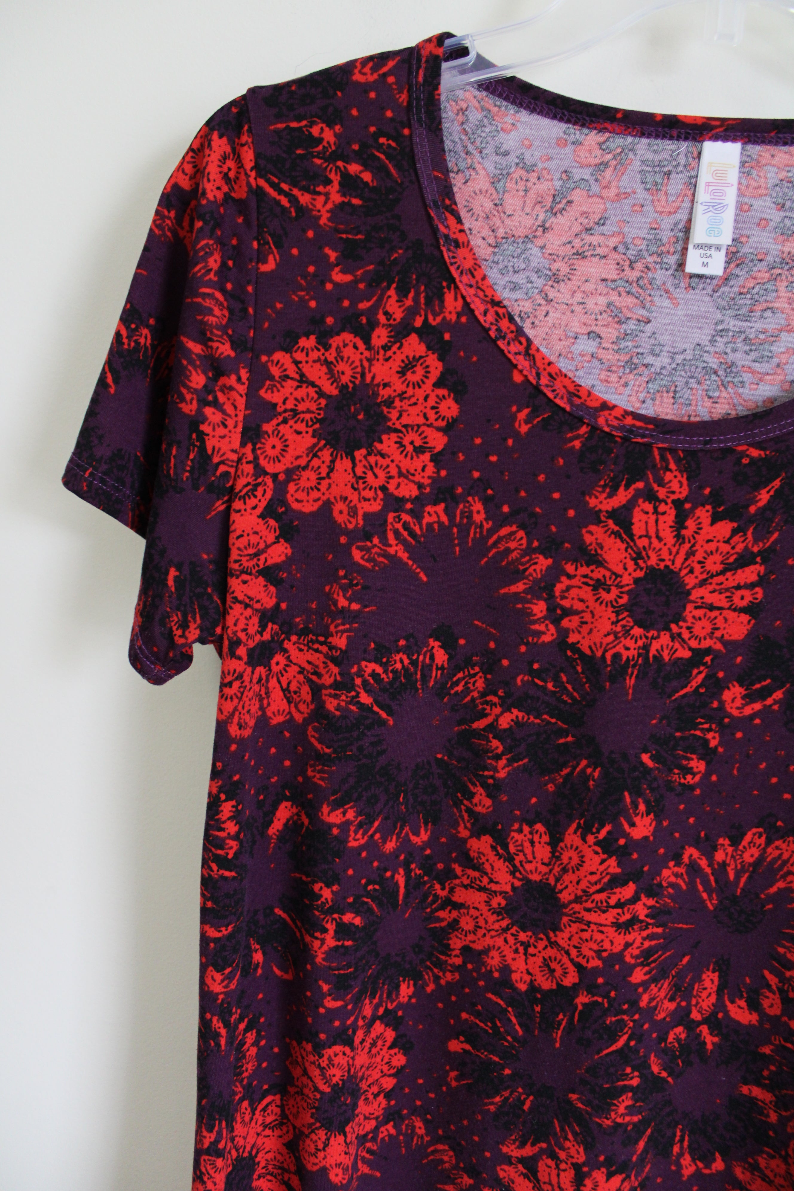LuLaRoe Purple & Red Floral Tee | M