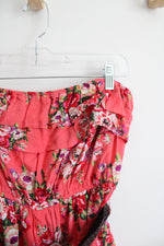 Deb Coral Floral Belted Strapless Top | M