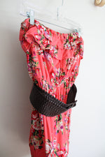 Deb Coral Floral Belted Strapless Top | M