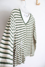 NEW Hasting & Smith Green & White Striped Long Sleeved Tee | M Petite