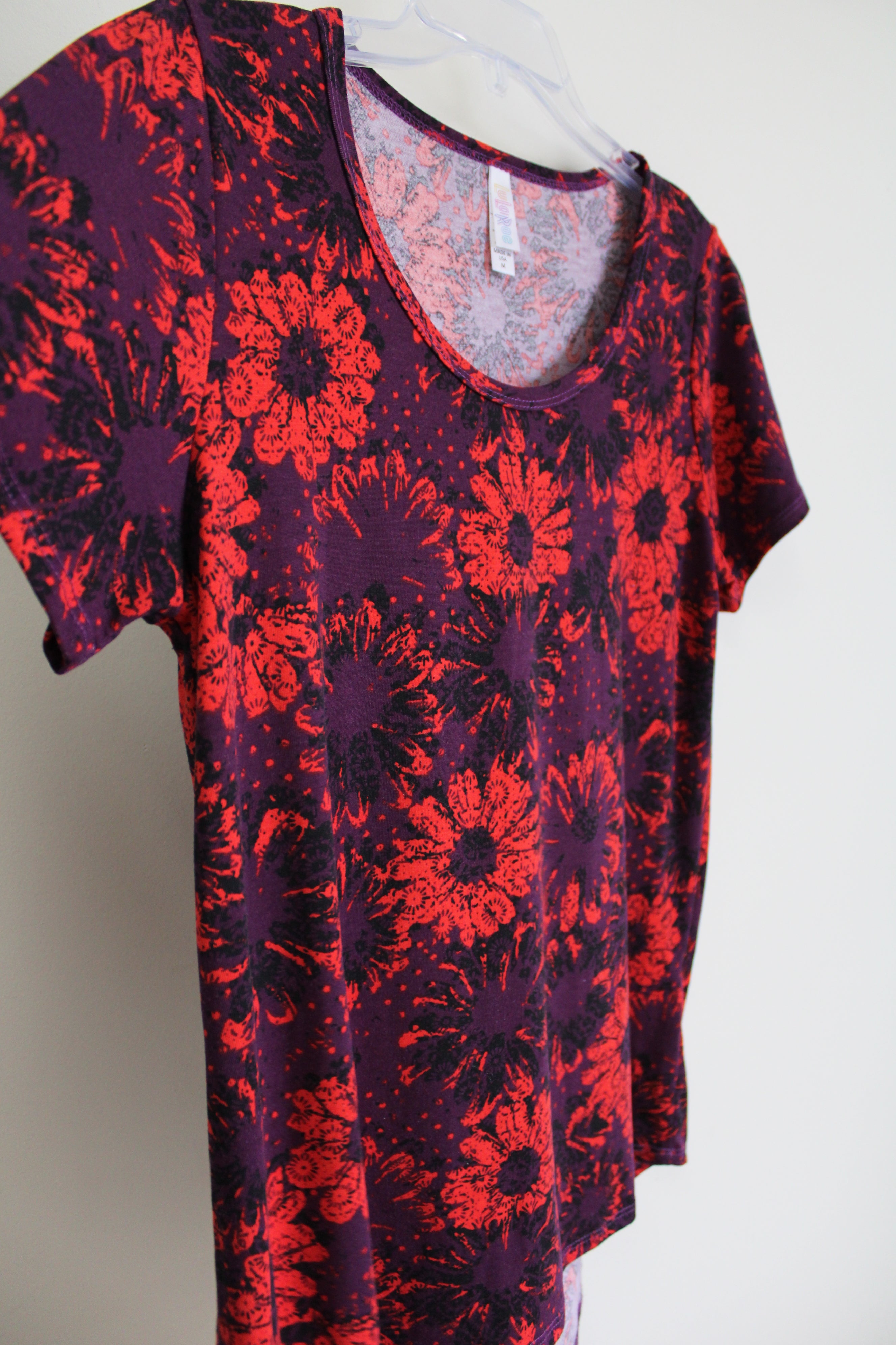 LuLaRoe Purple & Red Floral Tee | M