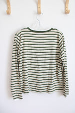 NEW Hasting & Smith Green & White Striped Long Sleeved Tee | M Petite