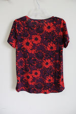 LuLaRoe Purple & Red Floral Tee | M