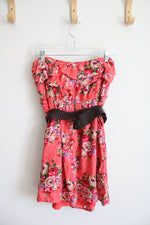 Deb Coral Floral Belted Strapless Top | M