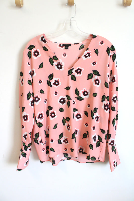 Ann Taylor Factory Lightweight Coral Floral Blouse |S