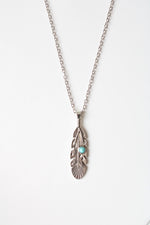 Turquoise Feather Earrings & Necklace Set