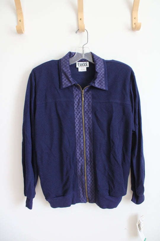 NEW Teddi Navy Ribbed Jacket | M Petite