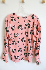 Ann Taylor Factory Lightweight Coral Floral Blouse |S
