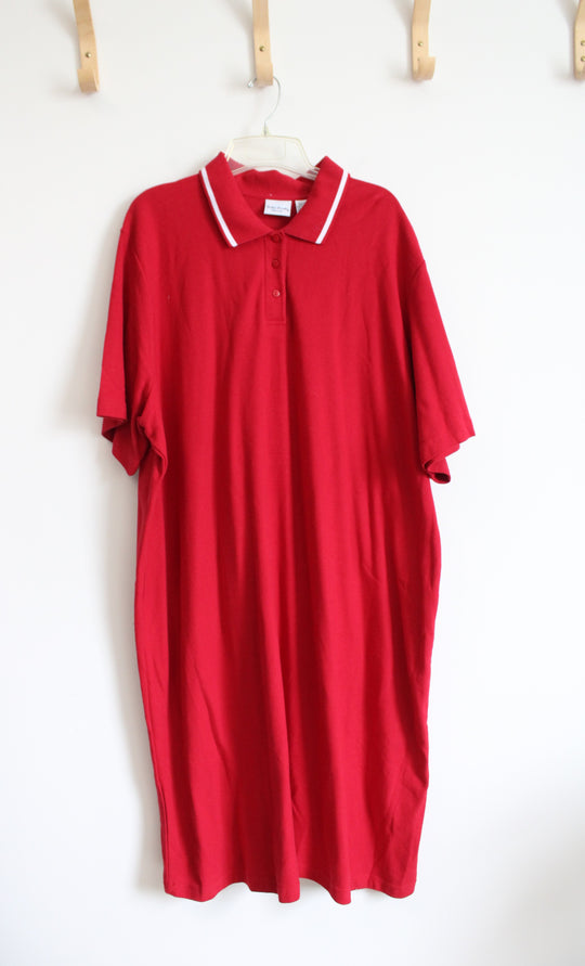 Bobbie Brooks Red Collared Cotton Dress | 26W/28W