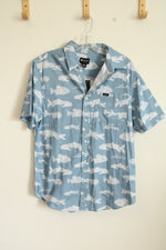 NEW Matix Light Blue Fish Print Short Sleeved Button Down Shirt | M