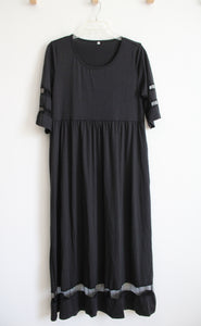 Black Mesh Striped Maxi Dress