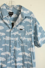NEW Matix Light Blue Fish Print Short Sleeved Button Down Shirt | M
