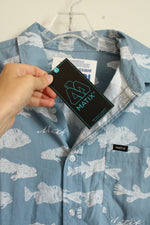 NEW Matix Light Blue Fish Print Short Sleeved Button Down Shirt | M