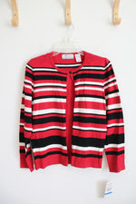 NEW Alfred Dunner Red Black & White Striped Sweater | XL Petite