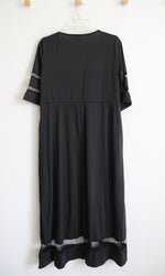 Black Mesh Striped Maxi Dress | M
