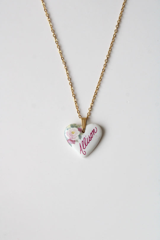 "Allison" Porcelain Heart Pendant Necklace