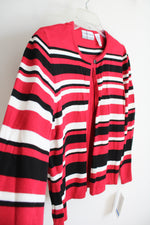 NEW Alfred Dunner Red Black & White Striped Sweater | XL Petite