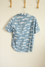 NEW Matix Light Blue Fish Print Short Sleeved Button Down Shirt | M