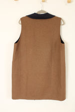 NEW Talbots Camel Brown & Navy Blue Wool Blend Vest | L