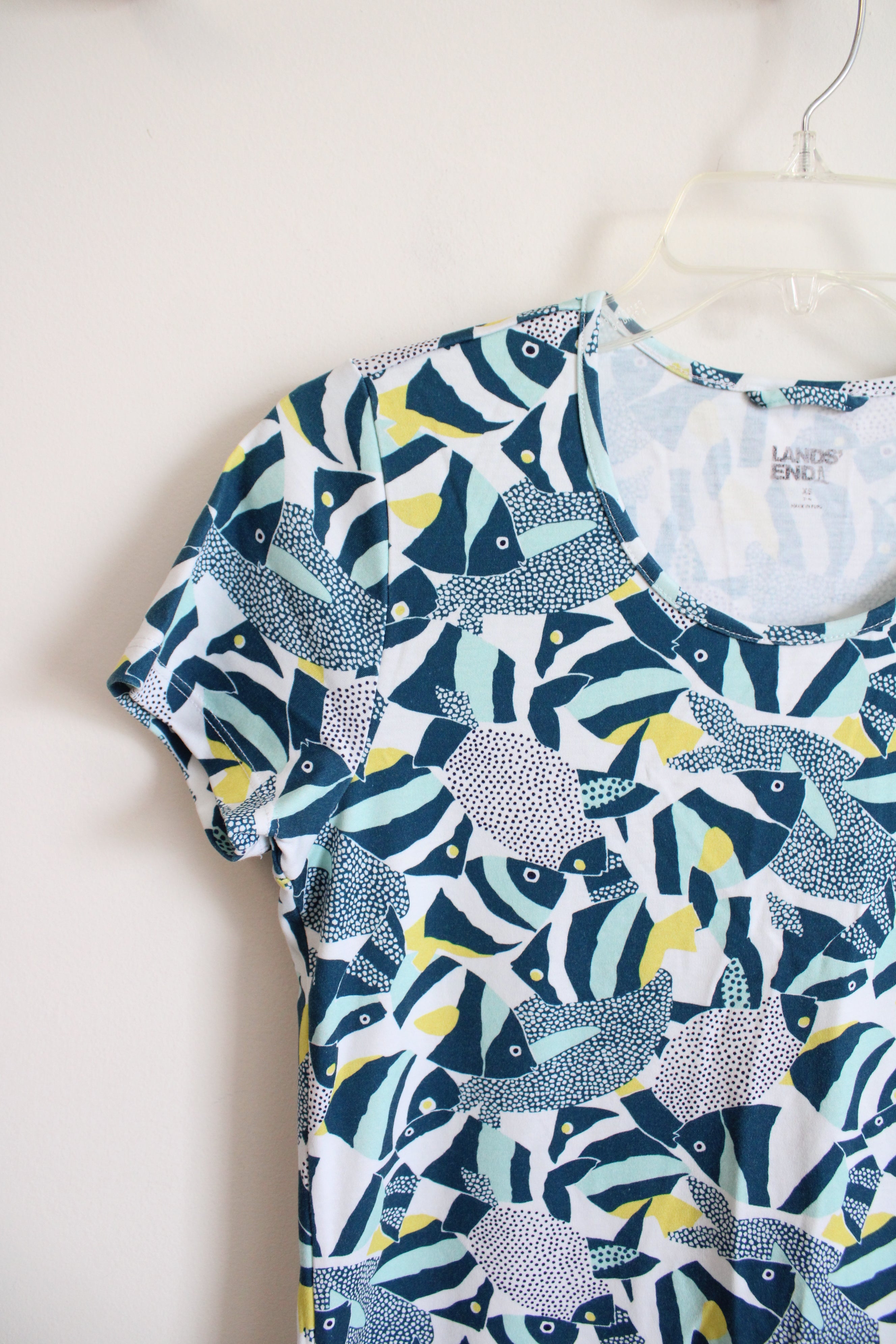 Lands' End Blue & Yellow Fish Patterned Cotton Dress | XS Jubilee Thrift Lands' End Blue & Yellow Fish Patterned Cotton Dress | XS Jubilee Thrift