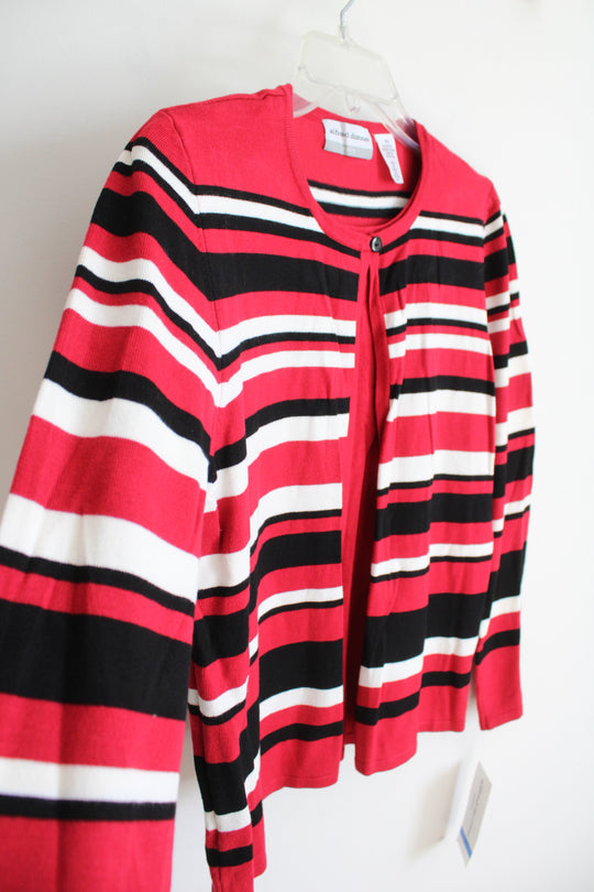 NEW Alfred Dunner Red Black & White Striped Sweater | XL Petite