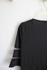 Black Mesh Striped Maxi Dress | M