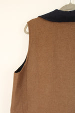NEW Talbots Camel Brown & Navy Blue Wool Blend Vest | L