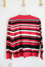 NEW Alfred Dunner Red Black & White Striped Sweater | XL Petite