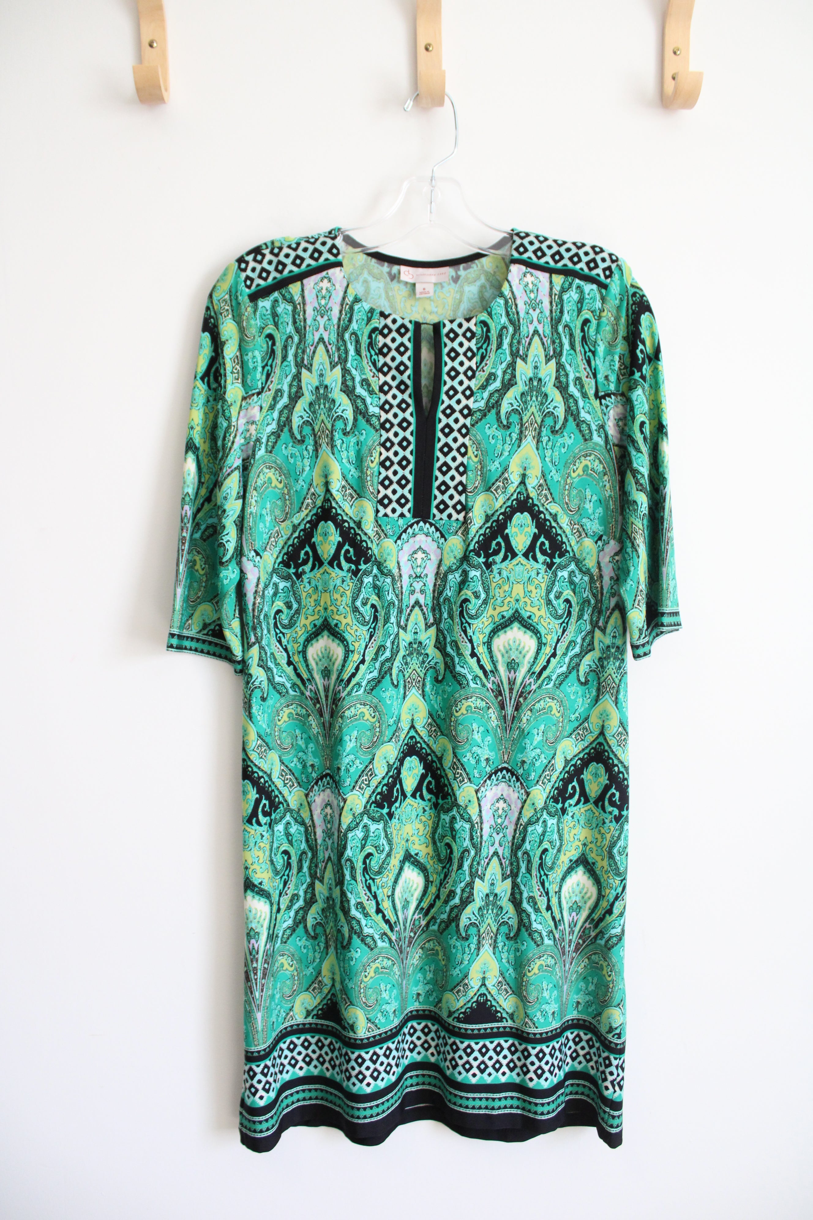 dressbarn green dress Dressbarn Green Paisley Patterned Dress