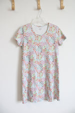 Lands' End Colorful Floral White Cotton Dress | XS
