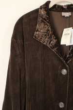 NEW J.Jill Chocolate Brown Corduroy Satin Collar Jacket | 3X