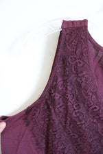 NEW Maurices Fig Purple Lace Trim V-Neck Tank Top | XL