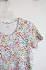 Lands' End Colorful Floral White Cotton Dress | XS