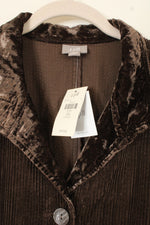NEW J.Jill Chocolate Brown Corduroy Satin Collar Jacket | 3X