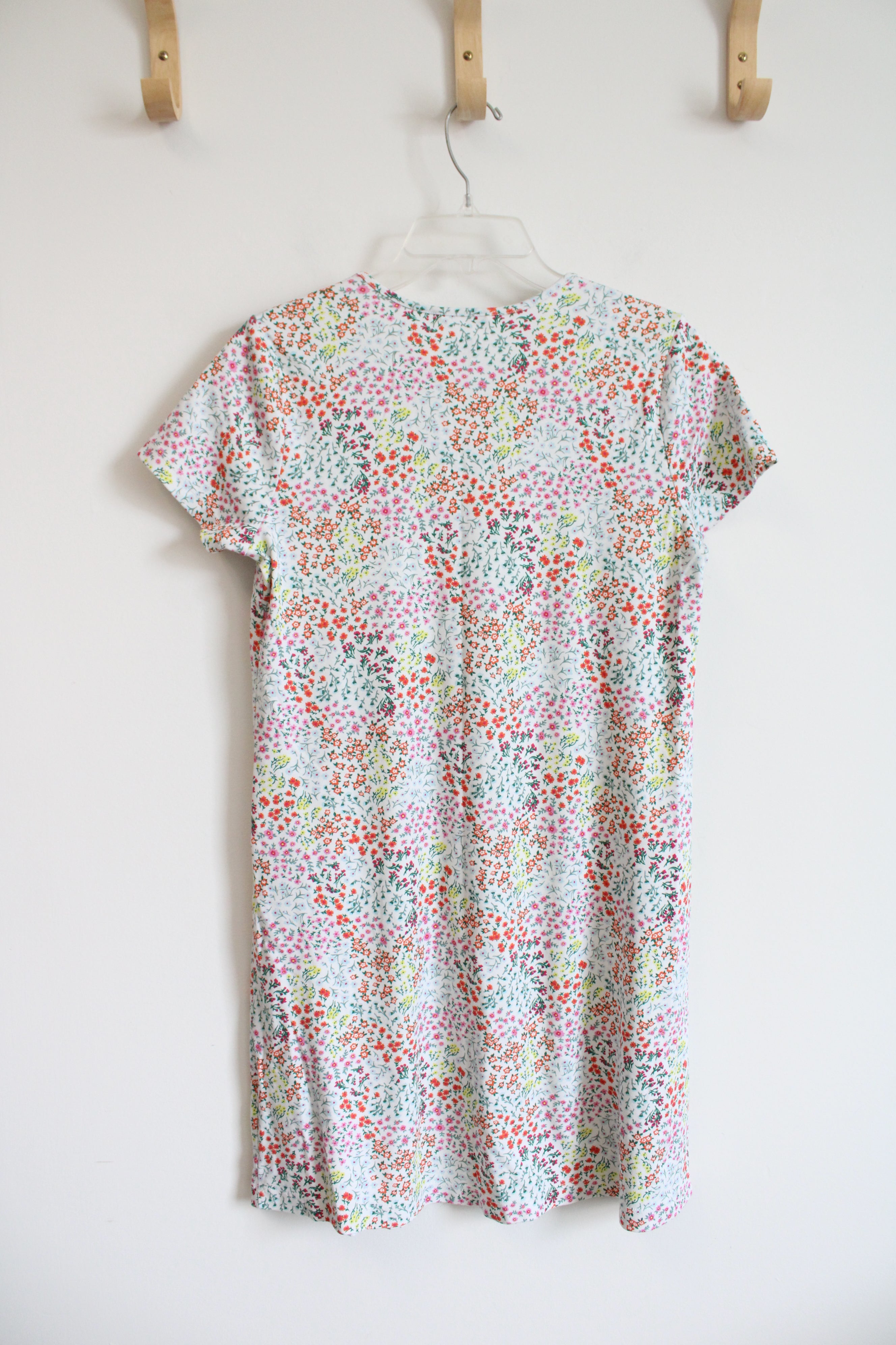 Lands' End Colorful Floral White Cotton Dress | XS