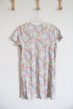 Lands' End Colorful Floral White Cotton Dress | XS